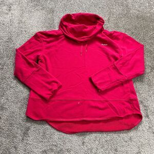Reebok Sweatshirt Womens Large XL Red Turtleneck Drawstring Pullover Jacket